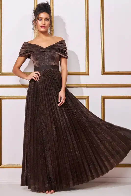 Bardot Pleated Skirt Maxi - Goddiva