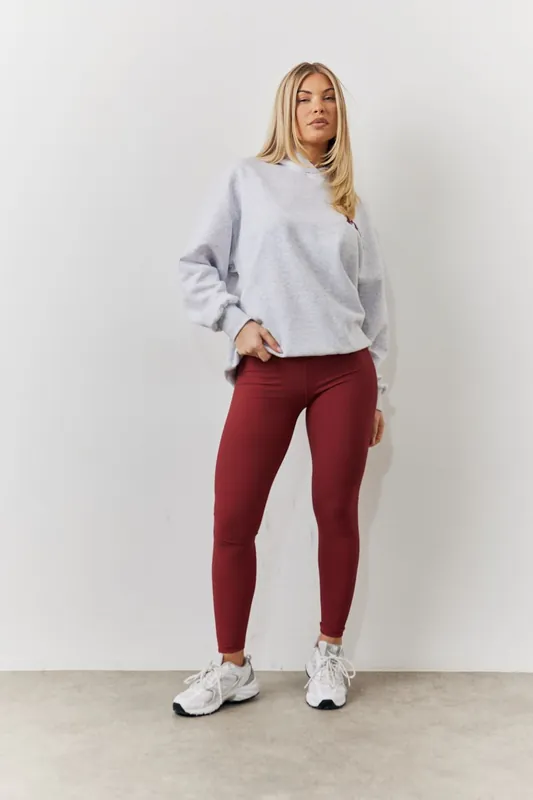 Burgundy Sculpt and Control Legging - In The Style