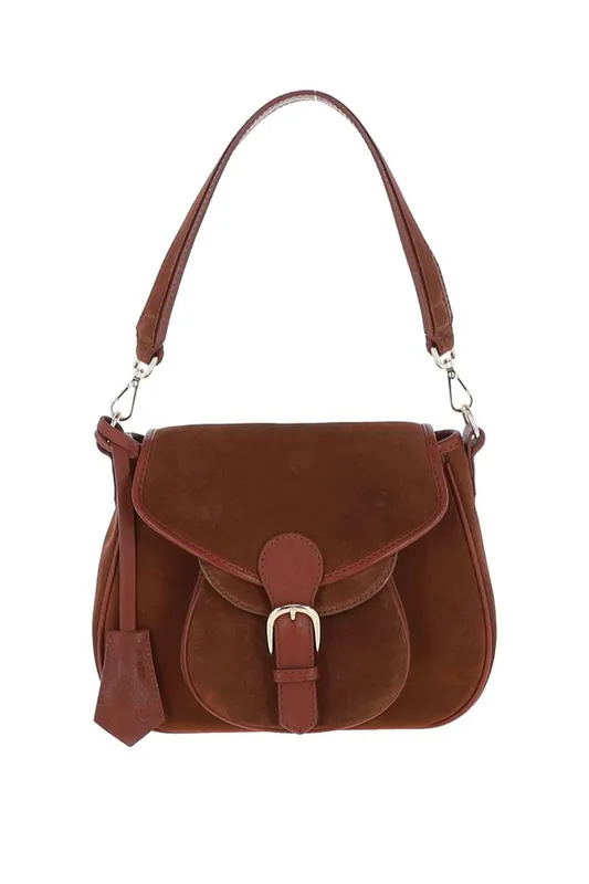 'Prestigio Puro' Soft Suede Leather Shoulder Crossbody Bag - Ashwood Leather
