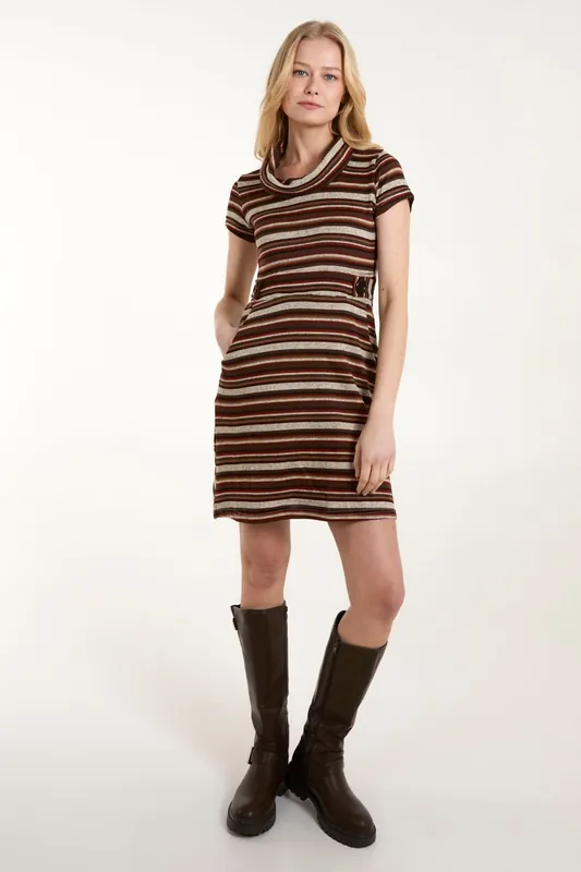 Cowl Neck Tunic Dress - Blue Vanilla