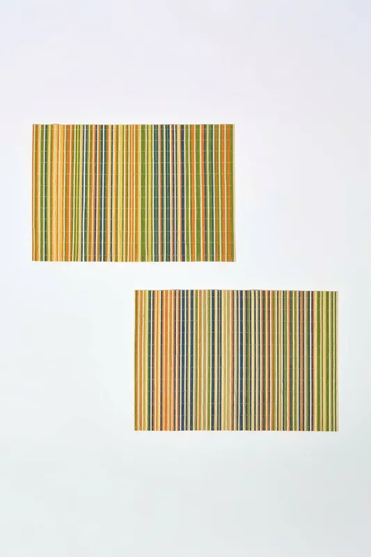Striped Bamboo Placemats, Set of 2 - Homescapes
