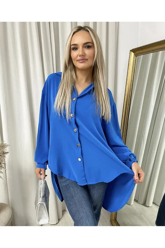 Sienna Oversized Collared Button Down Top - IKRUSH
