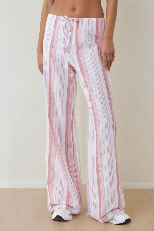 Wide Leg Striped Relaxed Fit Pants - Hiccup