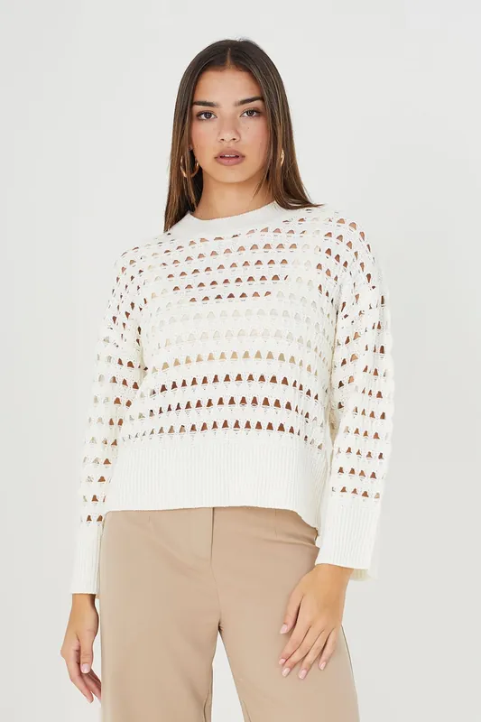 Mesh Cropped Oversized Jumper - Brave Soul