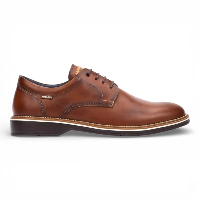 Pikolinos Leather Lace-Up Derby Comfort Shoes - Claret