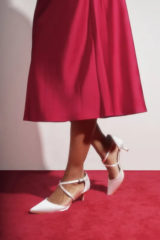 'Indie' Pointed Toe Kitten Heel With Cross Straps - Where's That From