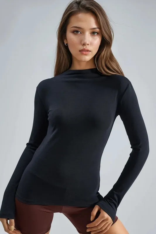 Slim Fit Half Turtleneck Blouse - Busem