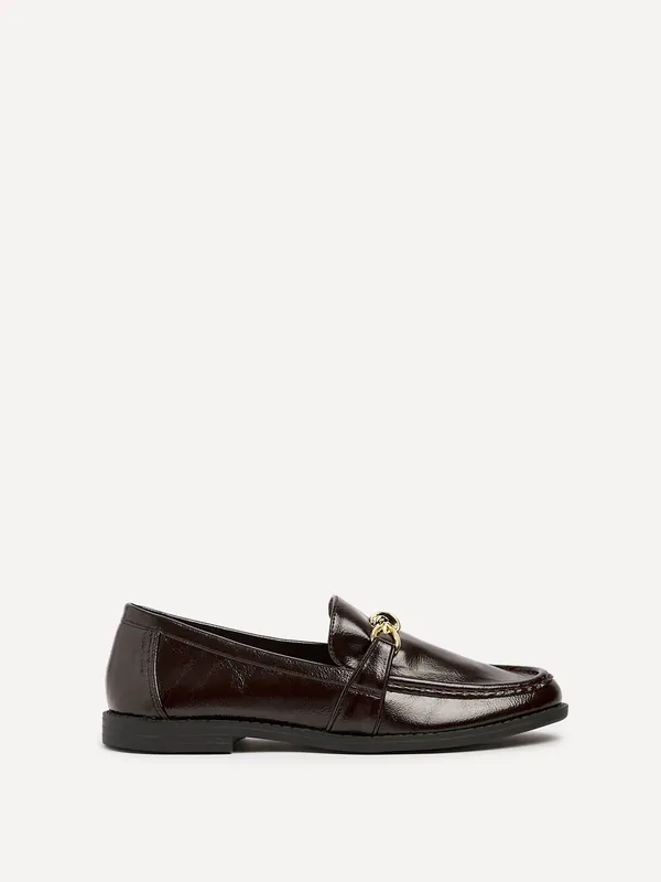 Affluent Brown Faux Leather Slip On Loafer - Linzi