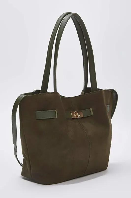 Suede Tote With Soft Handle And Cross-Body Strap