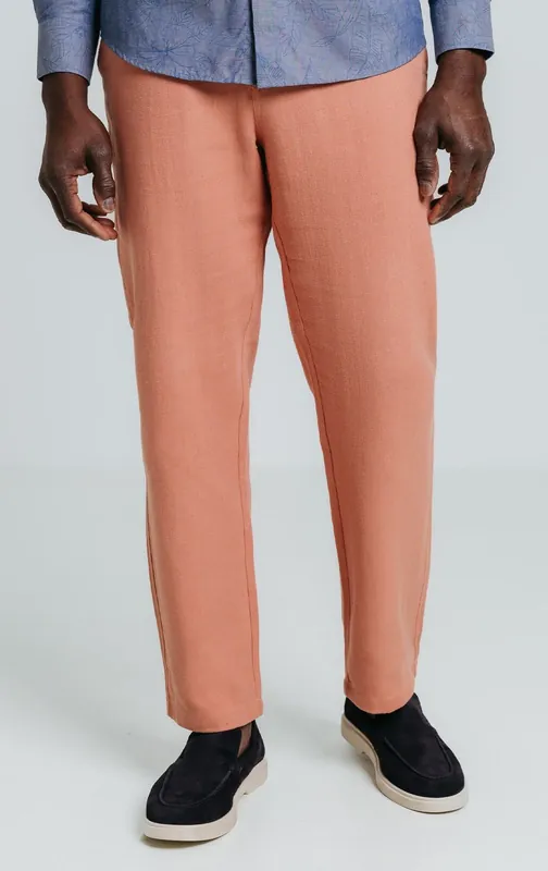 Coral Linen Twill Trousers - Dobell