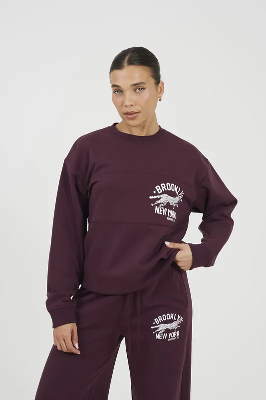 Contrast Stripe Panel Crew Neck Sweatshirt - Brave Soul