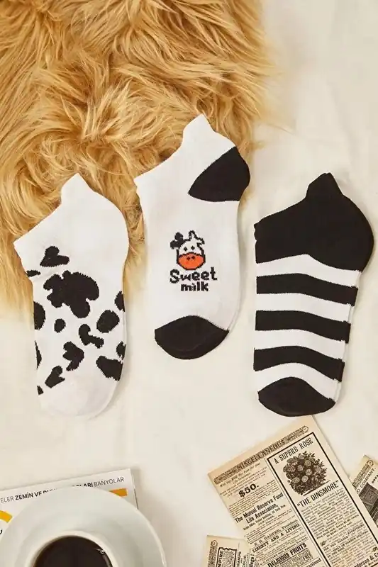 3 Pack Cotton Animal Jacquard Knit Ankle Socks - WOVCOR