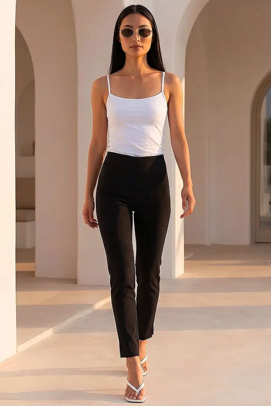 Petite Full Length Elastic Waist Trousers - Roman