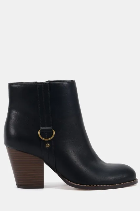 Wide Fit Juliette Hardware Heeled Ankle Boot - Novo