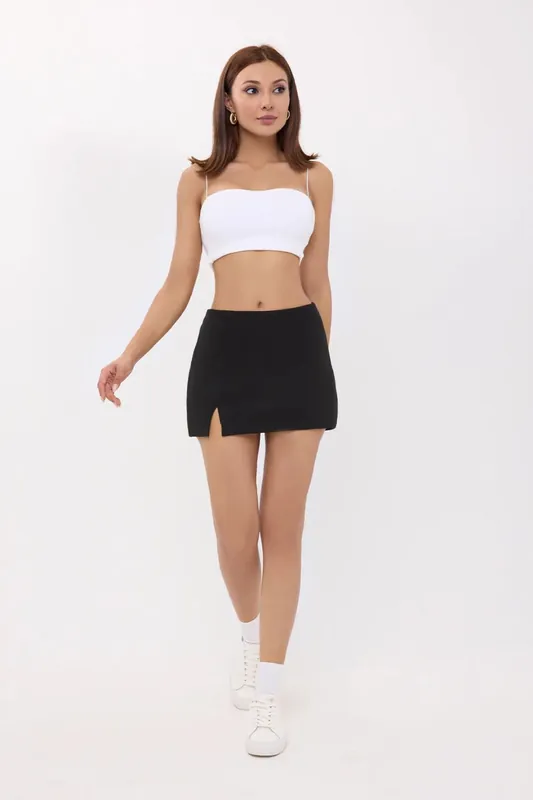 Mid-Rise Woven Skirt with Slit