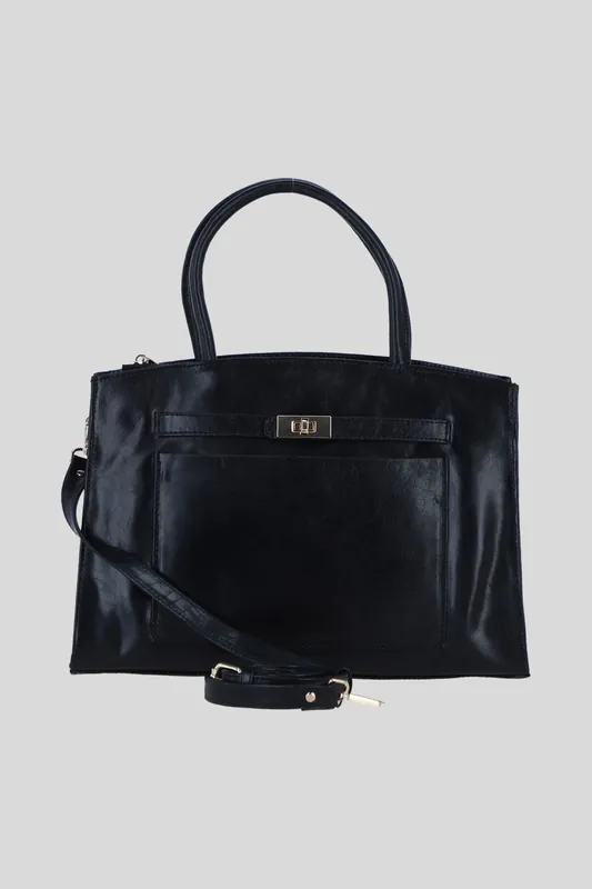 Real Leather Structured Handbag with Detachable Strap - Ashwood Leather