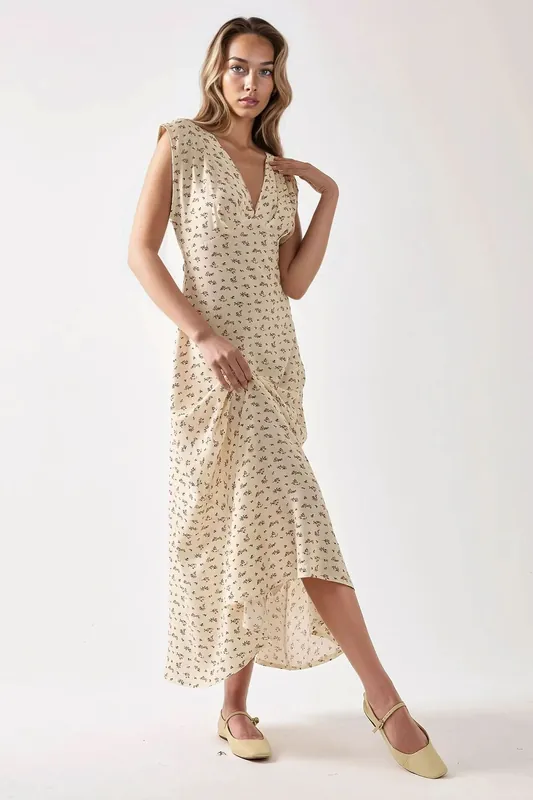 Floral V-Neck Midi Dress