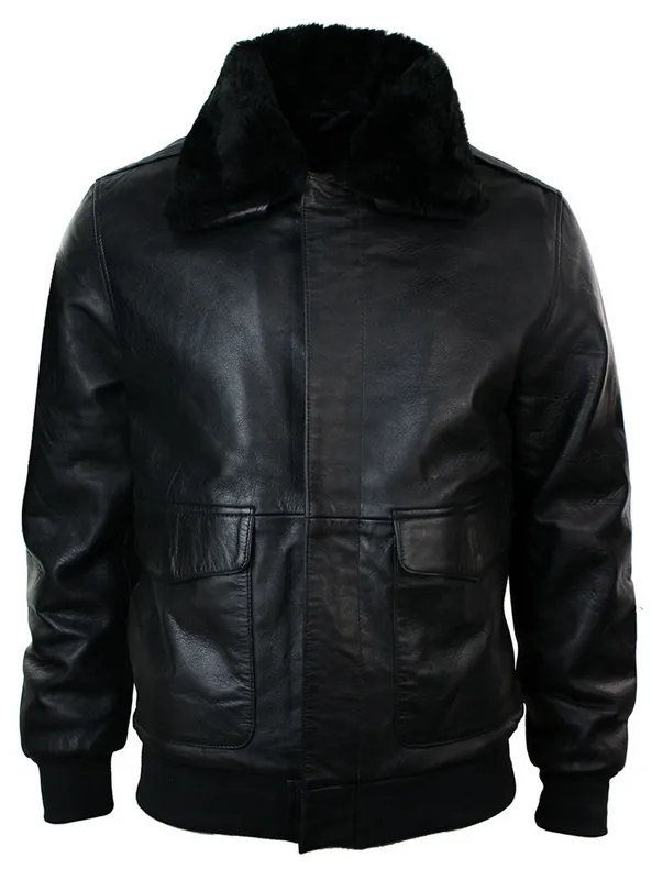 Air Force Leather Collar Bomber Jacket - TruClothing