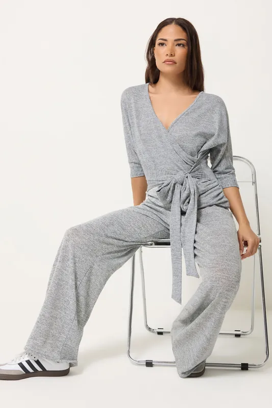 Petite Wrap Top & Wide Leg Trousers - PixieGirl
