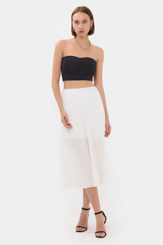 Pleated High-Waist Midi Skirt