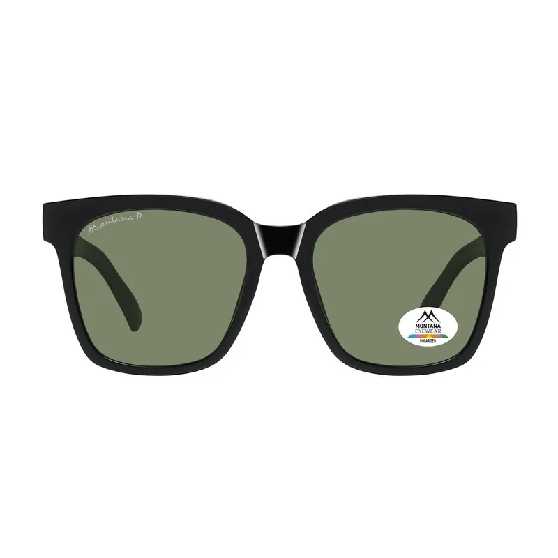 Square Shiny Black Green Polarized MP72 - montana