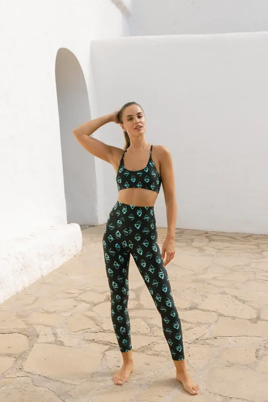 Malala Triangle Print Stretchy Yoga Leggings High Rise Active Pants - Dancing Leopard