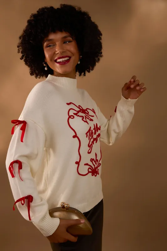 Ivory Christmas Tis The Season Jumper - Blue Vanilla