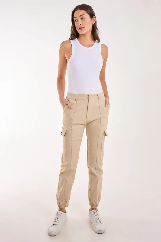 Utility Stretch Cargo Trousers - Pink Vanilla