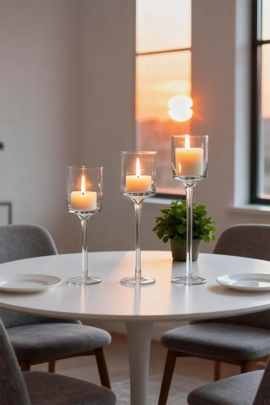 3pcs Glass Candle Holders Set Candlestick Modern Home Decor for Table Wedding New Home Gifts - Living and Home