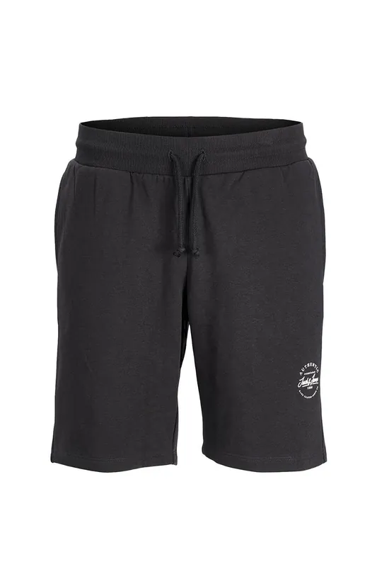 Men's Regular Fit Black Sweat Shorts Logo Print Casual Joggers, XL - Jack & Jones
