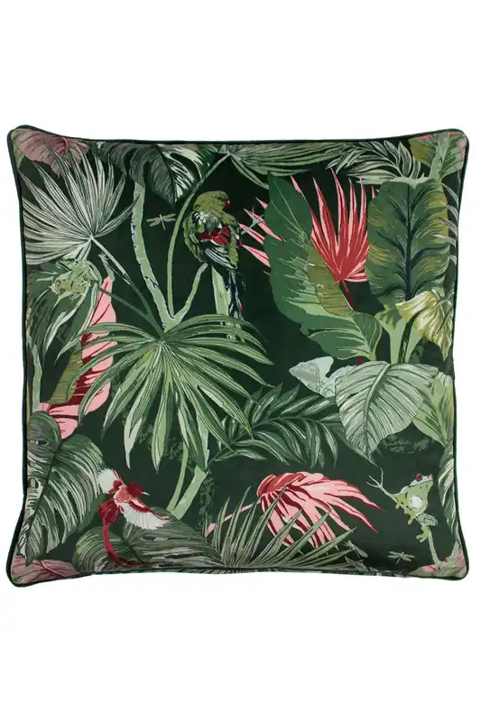 Amazon Creatures Printed Piped Cushion - Paoletti