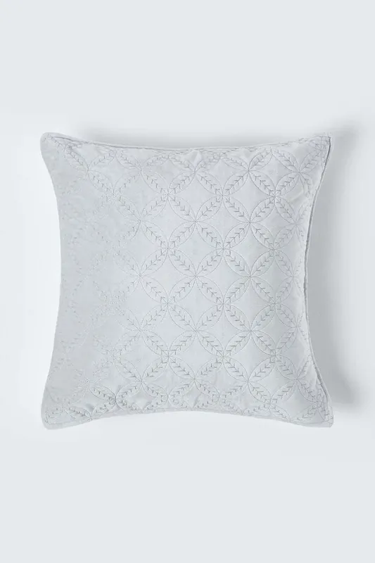 Luxury Quilted Velvet Cushion Cover Geometric Pattern - Homescapes