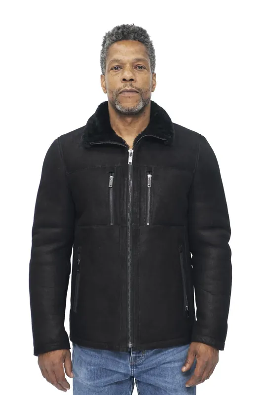 Sheepskin Biker Bomber Jacket-Hungerford