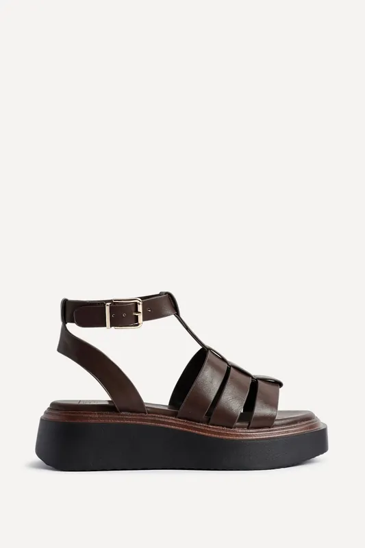 Vault Brown Gladiator Flatform Sandals - Linzi