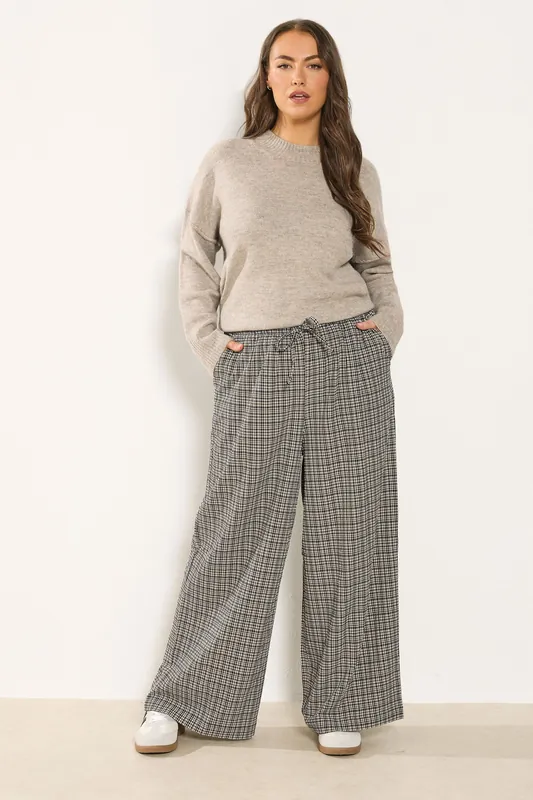 Check Wide Leg Trousers - Yours