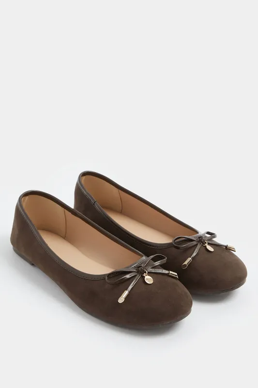 Faux Suede Ballerina Pumps In Standard Fit - Long Tall Sally
