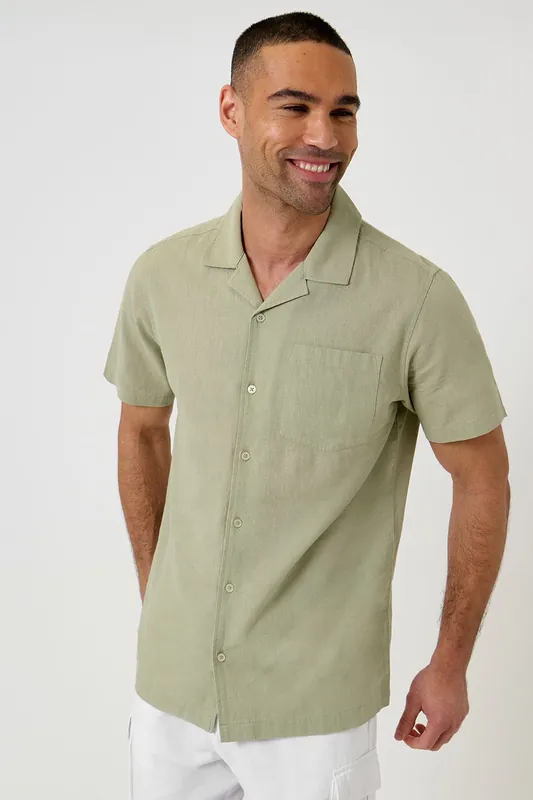 Linen Cotton Blend Short Sleeve Shirt - Threadbare