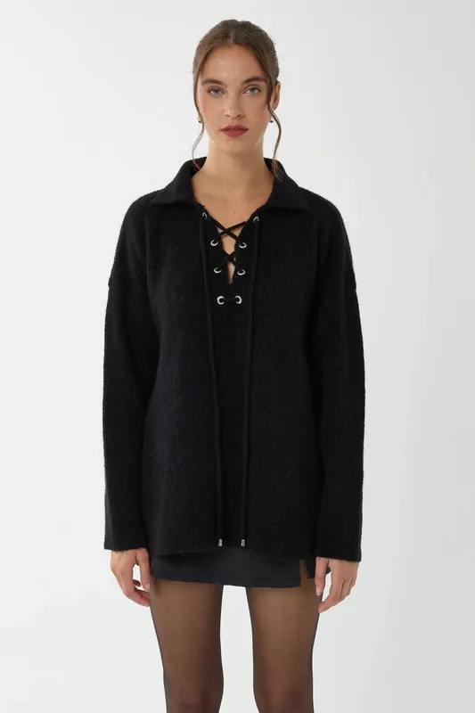 Relaxed Fit Shirt Collar Sweater - Hiccup