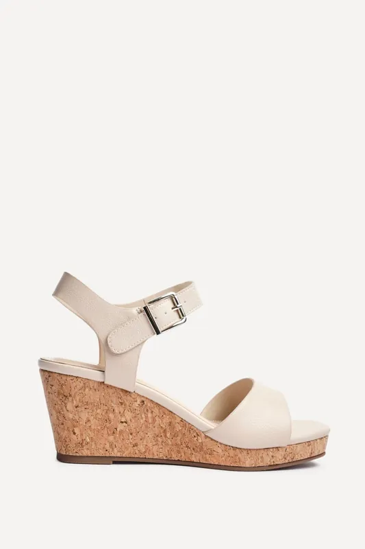 Sierra Nude Cork Platform Wedges - Linzi