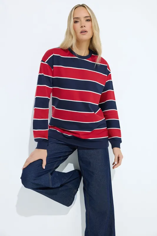 Tall Stripe Crew Neck Sweatshirt - Long Tall Sally