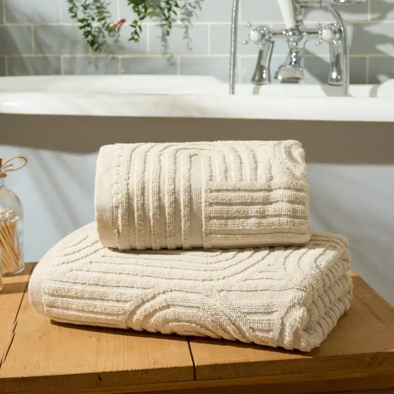 Arch Jacquard Bath Hand Towel Cotton Bathroom Absorbent Quick Drying Cloth - OHS