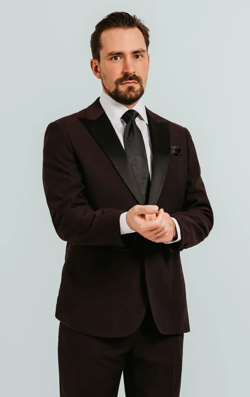 Burgundy Peak Lapel Tuxedo Jacket - Dobell