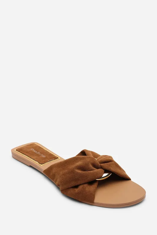 Lavina Knot Detail Suede Slide On Sandal - Where's That From
