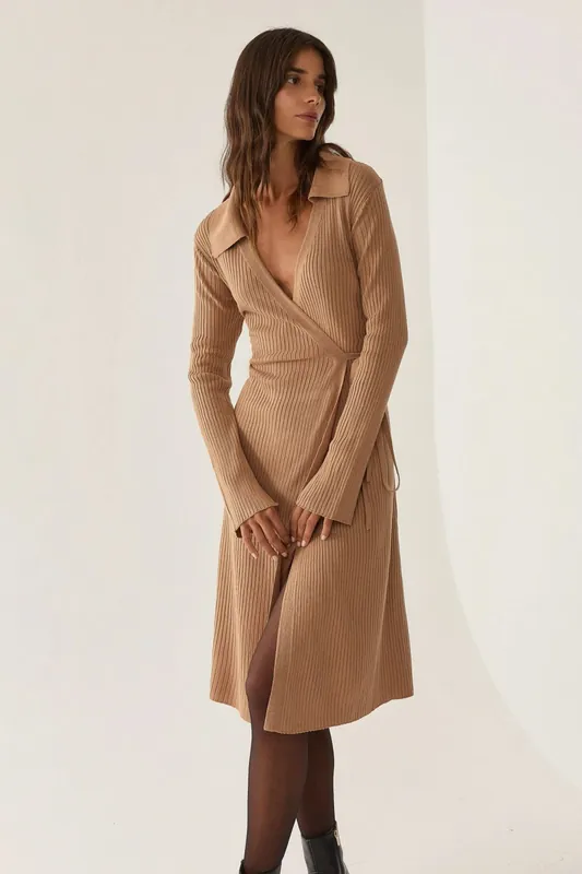 Polo Collar Maxi Knit Dress - Hiccup