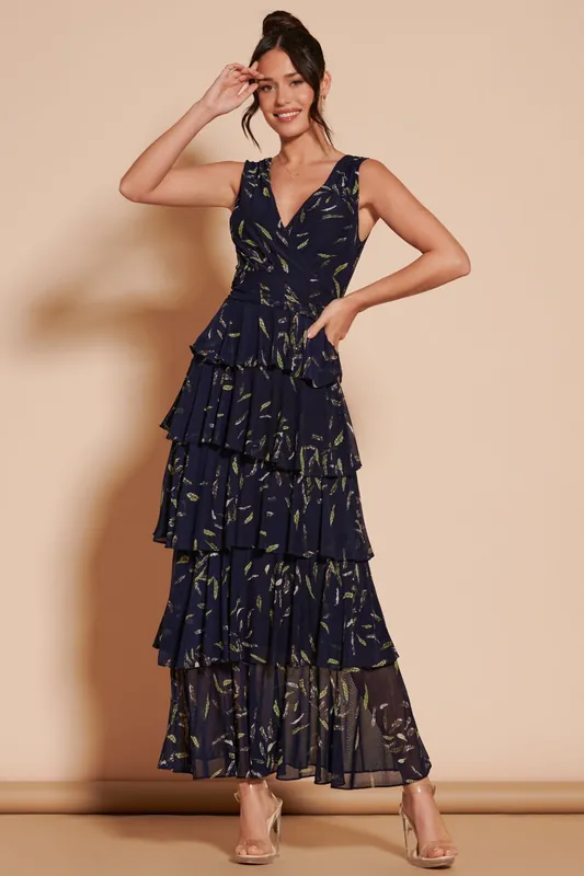 Tiered Hem Mesh Maxi Dress - Jolie Moi