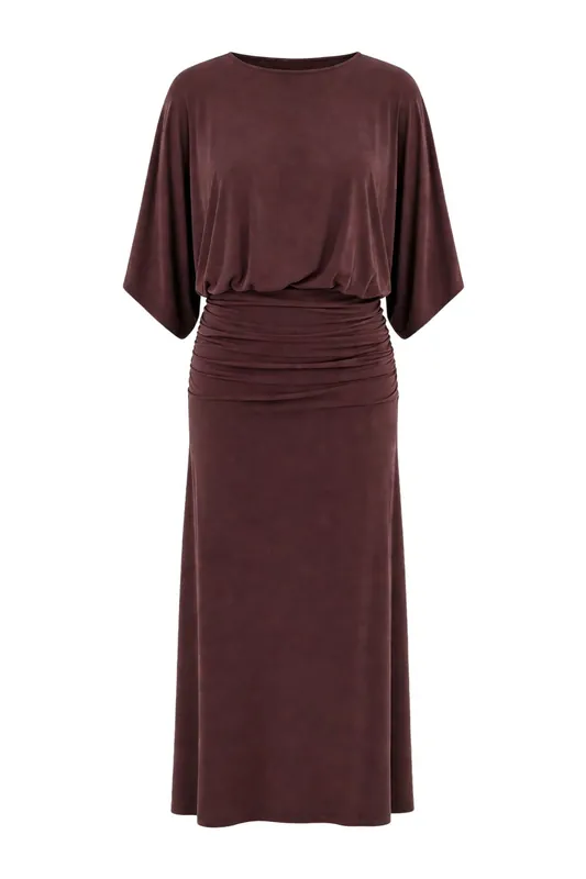Crew Neck Midi Knit Dress - MixRay