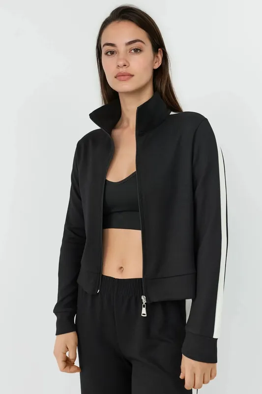 Soft Touch Modal Stand Collar Sports Jacket - Hiccup