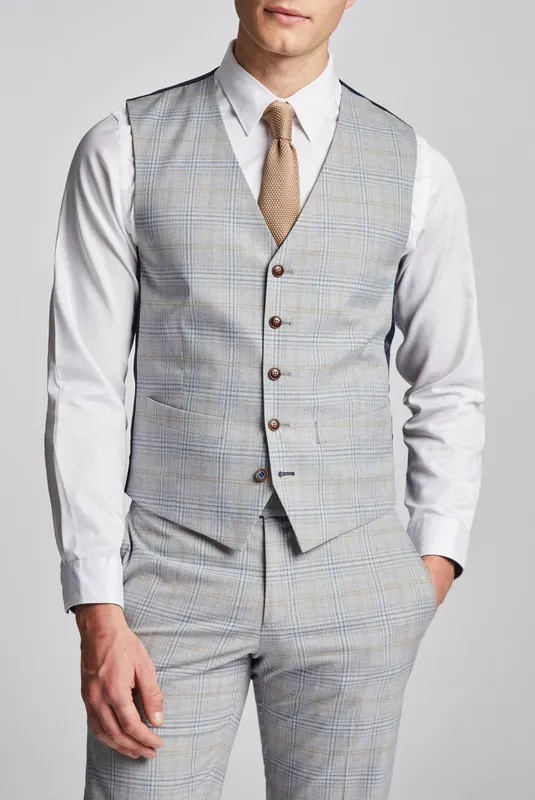 Pale Putty Check Waistcoat - Antique Rogue
