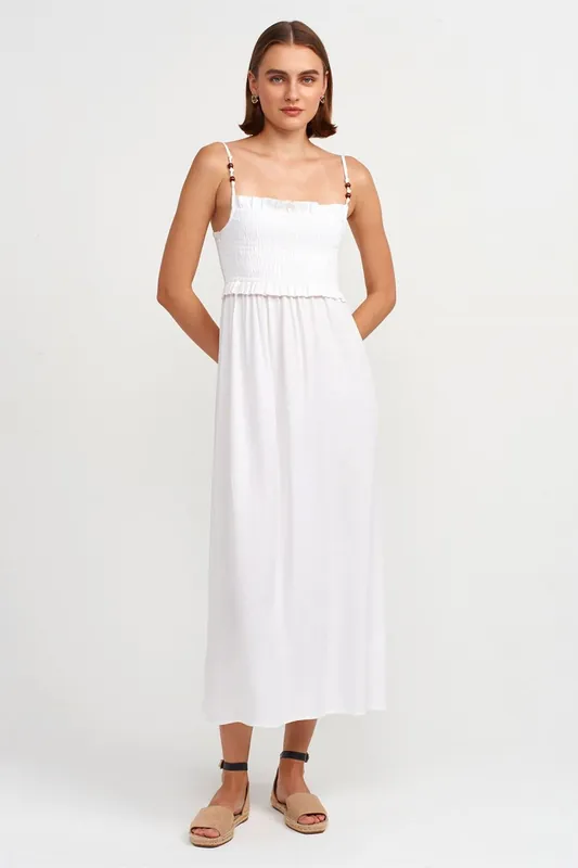 Sleeveless A-line Midi Dress With Square Neck