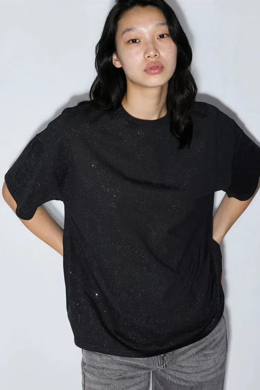 Sequin Crew Neck Short Sleeve T-Shirt